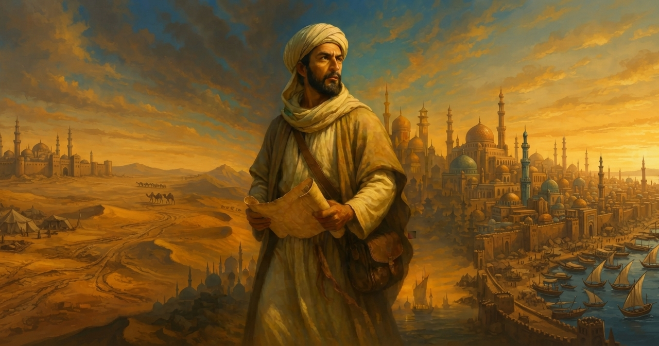 ابن بطوطة: أمير الرحالة المسلمين ورحلة الإنسان وراء حدود العالم 3 gemini generated image v6p9fiv6p9fiv6p9