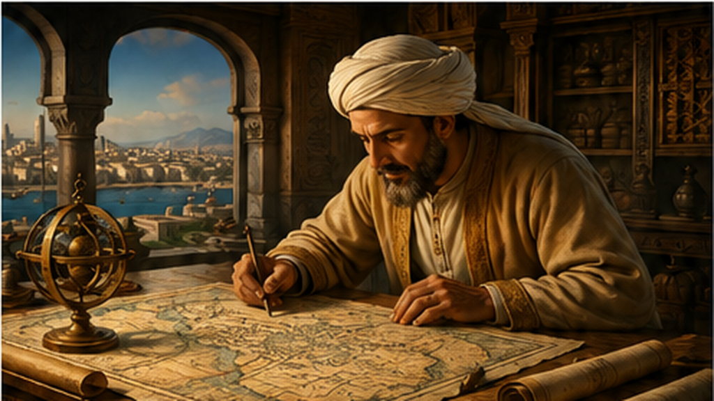 الشريف الإدريسي: العالم المغربي الذي رسم العالم قبل الأقمار الصناعية 2 الشريف الإدريسي العالم المغربي أثناء إعداد خريطة للعالم
