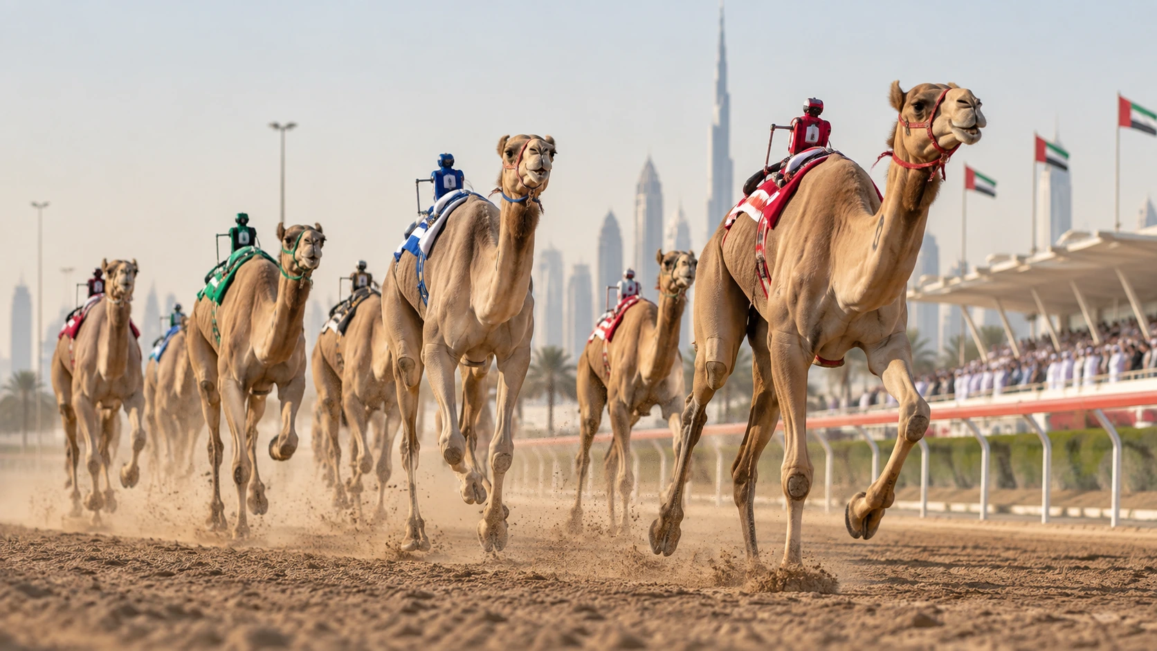 سباق الهجن الإماراتي في مضمار حديث يجسد تطور الرياضات التقليدية في دولة الإمارات