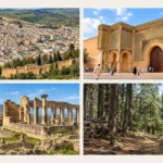 السياحة في جهة فاس مكناس في تصميم سياحي يجمع معالم فاس ومكناس ووليلي والطبيعة الجبلية للجهة.