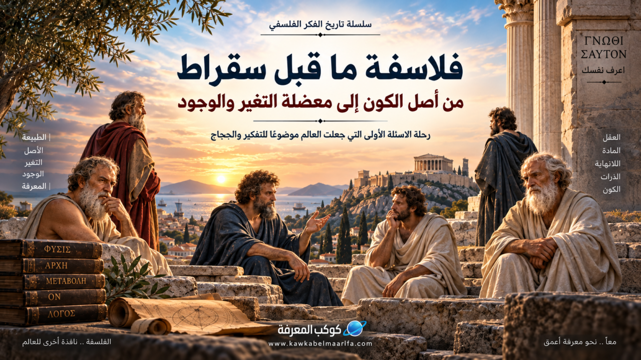 فلاسفة ما قبل سقراط: من أصل الكون إلى معضلة التغير والوجود 1 فلاسفة ما قبل سقراط من طاليس إلى ديمقريطس