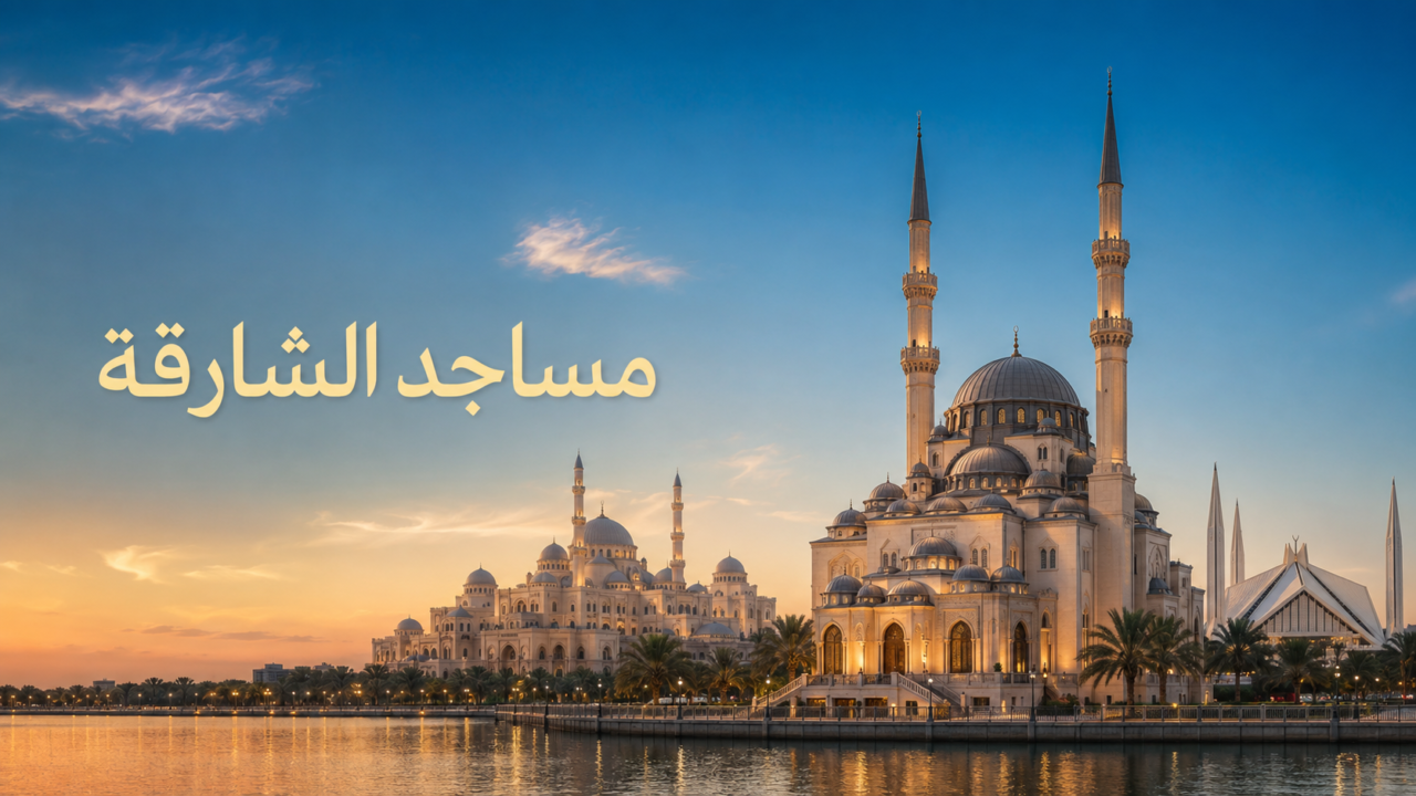 مساجد الشارقة بتصاميمها العثمانية والحديثة في مشهد معماري عند الغروب