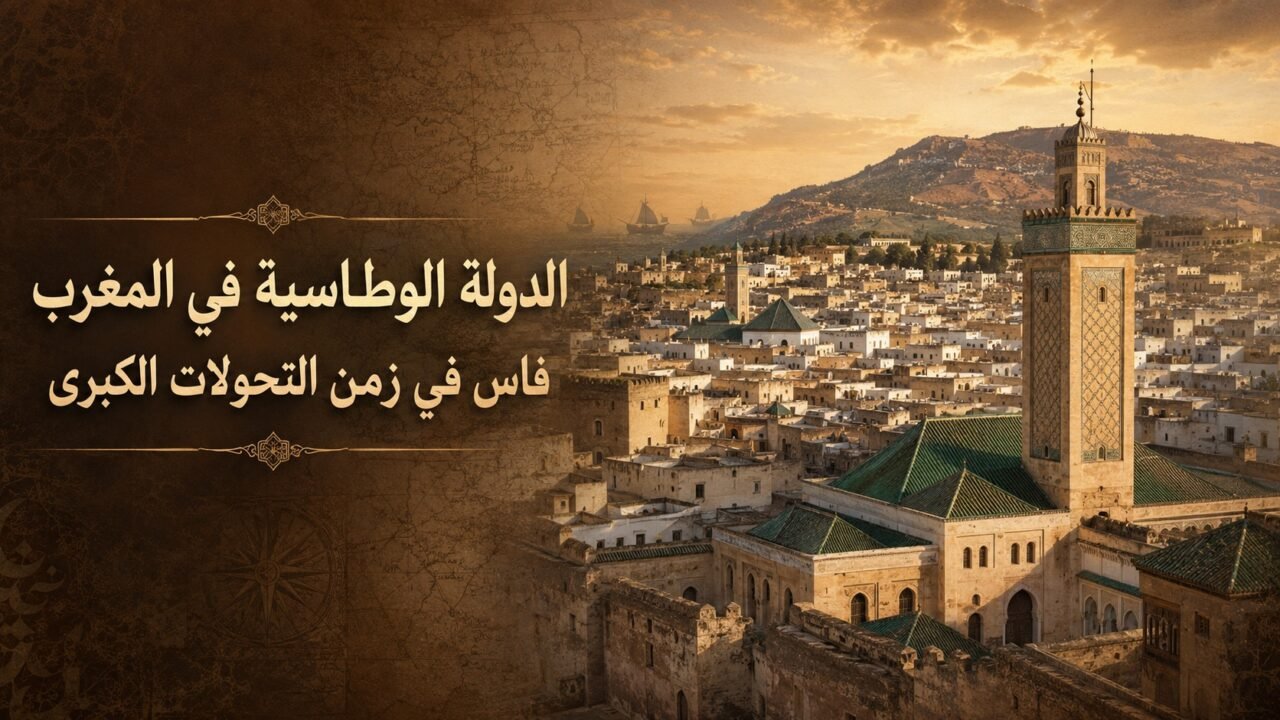 تصور فني لمدينة فاس وجامع القرويين في عهد الدولة الوطاسية في المغرب
