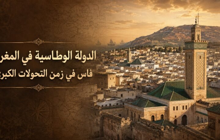 تصور فني لمدينة فاس وجامع القرويين في عهد الدولة الوطاسية في المغرب